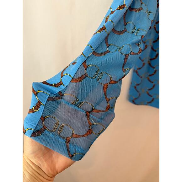 IBKUL Long Sleeve 1/4 Zip Athletic Rash Guard Pullover Stirrups Equestrian Large - Picture 4 of 6